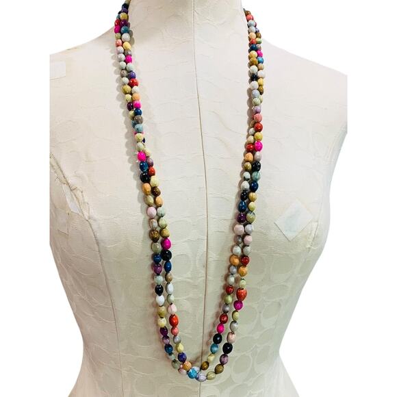 Multicolor Seed Necklace Strand String 76 Inch Overhead - Picture 2 of 7